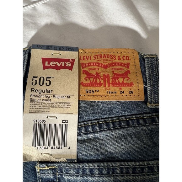 Levi's 505 Straight Leg Medium Wash Regular Fit Women’s Blue Jeans 12 Slim New - Picture 6 of 10